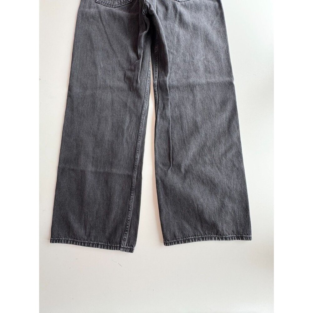 ZARA Vintage Black Denim High Rise Loose Wide Leg Ankle Jeans, Size 6/28 - Picture 8 of 11